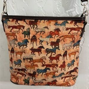 Montana West Horse Collection  Multi Color Horses Crossbody Bag Purse